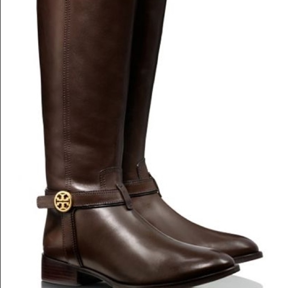 Tory Burch Bristol Riding Boots in Dark Brown